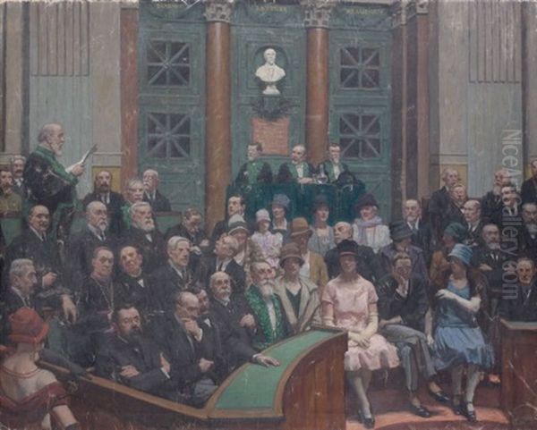 Sous La Coupole, Reception D'albert Besnard A L'academie Des Beaux-arts Oil Painting by Rene Francois Xavier Prinet