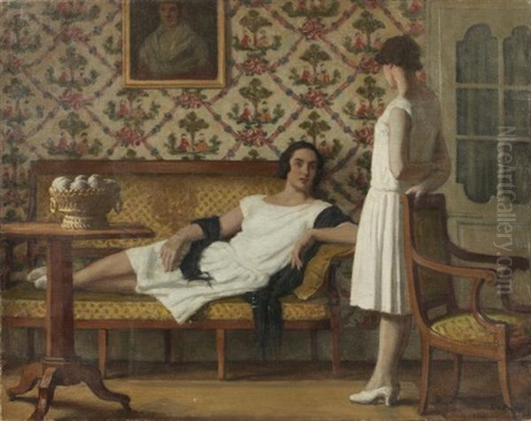 Les Deux Soeurs Oil Painting by Rene Francois Xavier Prinet