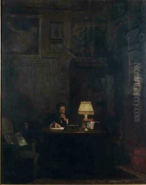 Un Erudit Dans Sa Bibliotheque Oil Painting by Rene Francois Xavier Prinet