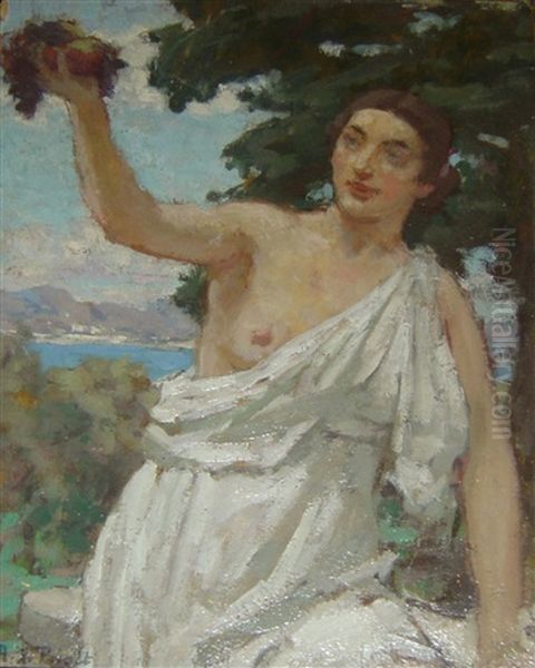 Pomone Nymphe Mediterraneenne Oil Painting by Rene Francois Xavier Prinet