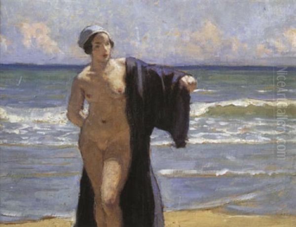 Etude Pour Baigneuse A Cabourg Oil Painting by Rene Francois Xavier Prinet