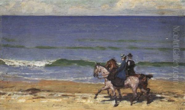 Cavaliers Sur La Plage Oil Painting by Rene Francois Xavier Prinet