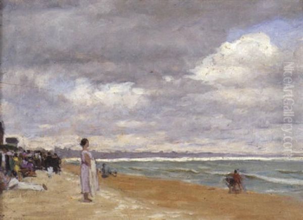 La Plage, Cabourg Oil Painting by Rene Francois Xavier Prinet