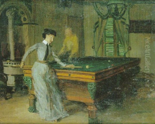 La Partie De Billard by Rene Francois Xavier Prinet