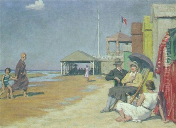 Cabourg : La Plage Oil Painting by Rene Francois Xavier Prinet