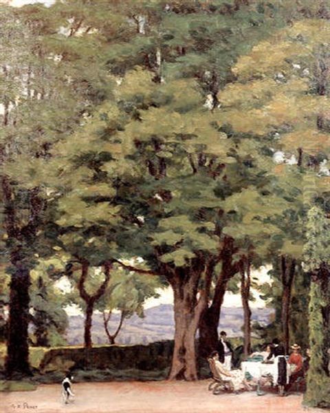 Un Dimanche Dans Le Parc De La Propriete Oil Painting by Rene Francois Xavier Prinet