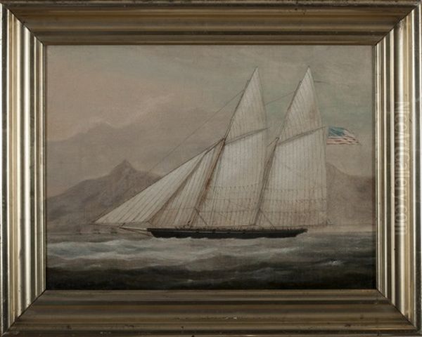 American Schooner Under Full Sail Oil Painting by James Fulton Pringle