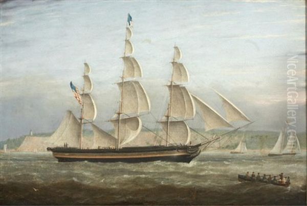 Sailing Vessel Pennsylvania Along The Coast Oil Painting by James Fulton Pringle