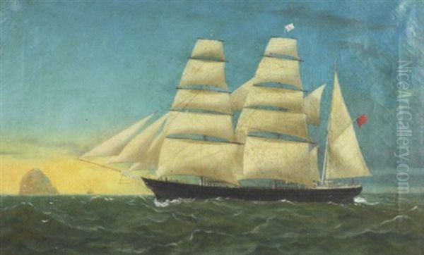 Canadian Bark Passing The Ailsa Craig Oil Painting by John Balfour Pringle