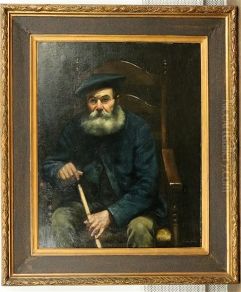 Zittende Man Met Wandelstok Oil Painting by Benjamin Liepman Prins