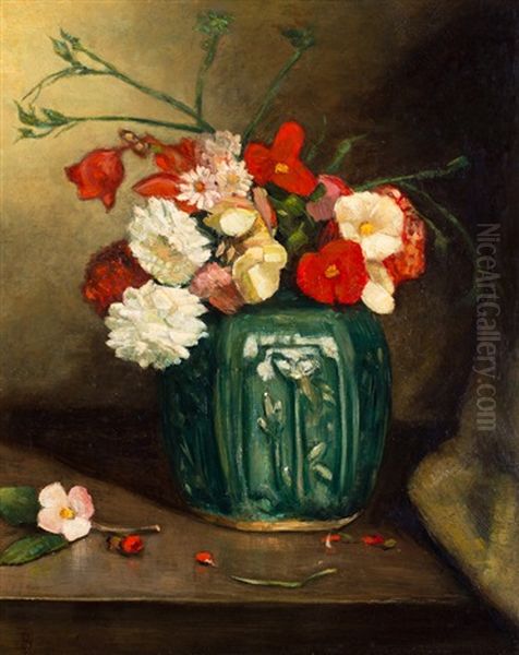 Stilleven Met Bloemen In Gemberpot Oil Painting by Benjamin Liepman Prins