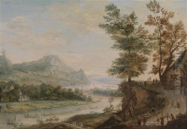 Flusslandschaft Oil Painting by Johannes Huibert (Hendric) Prins