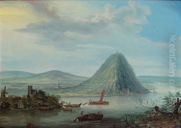 Mosellandschaft Oil Painting by Johannes Huibert (Hendric) Prins