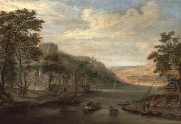 Fluslandschaft Oil Painting by Johannes Huibert (Hendric) Prins