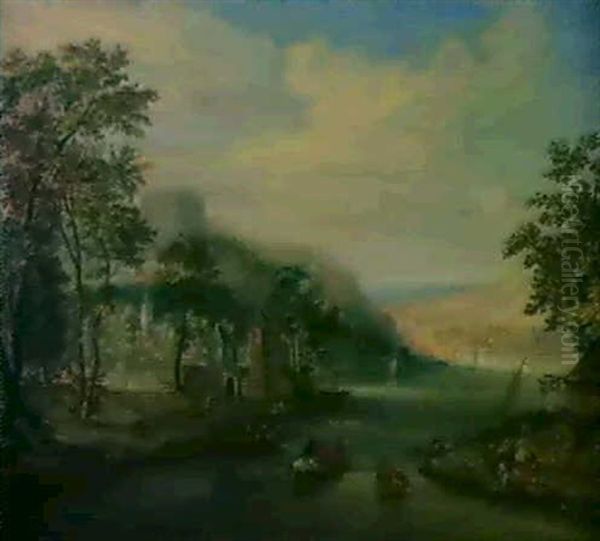 Flusslandschaft. Oil Painting by Johannes Huibert (Hendric) Prins