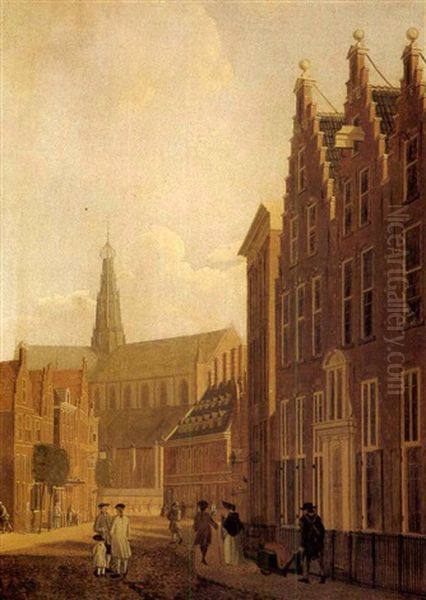 Haarlem, Saint Bavo's Church Oil Painting by Johannes Huibert (Hendric) Prins