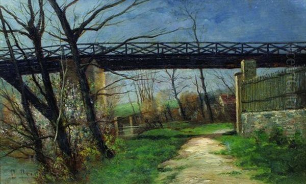 Paysage A La Passerelle Oil Painting by Pierre Ernest Prins