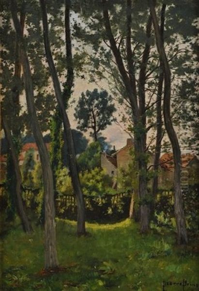 Arbres, Sous Bois Et Maisons Oil Painting by Pierre Ernest Prins