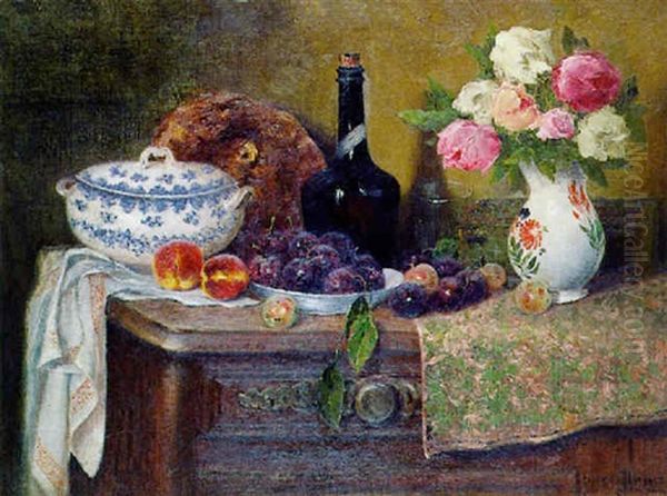 Nature Morte Aux Roses Oil Painting by Pierre Ernest Prins