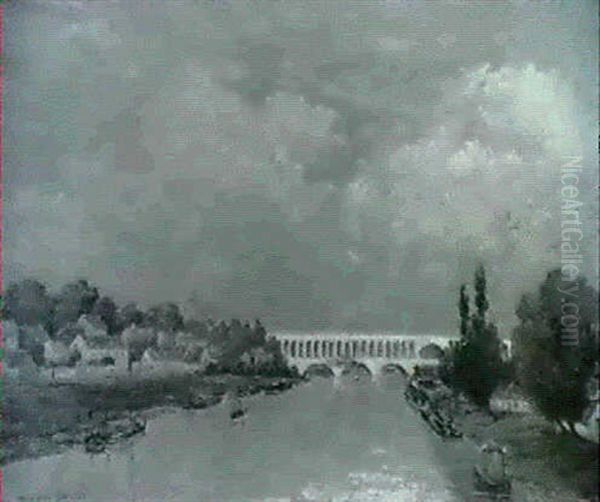 Le Pont De Nogent Sur Seine Oil Painting by Pierre Ernest Prins