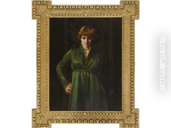 The Green Dress Oil Painting by Valentine Cameron Prinsep