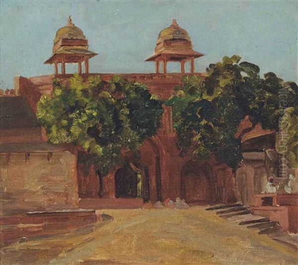 View Of The Lal Darwaza On The Matwa Road, Between The Purana Qila And Old City, Delhi Oil Painting by Valentine Cameron Prinsep