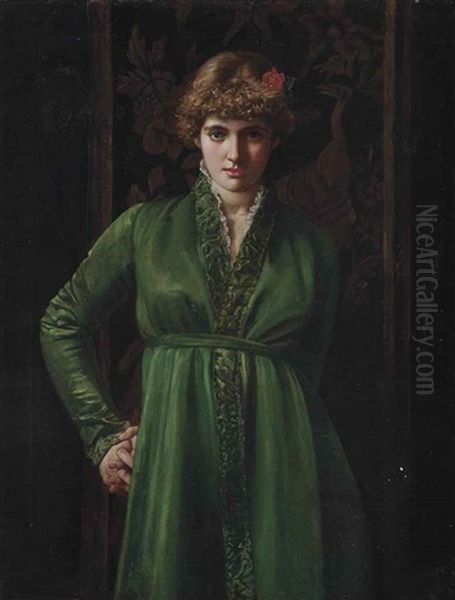 The Green Dress Oil Painting by Valentine Cameron Prinsep