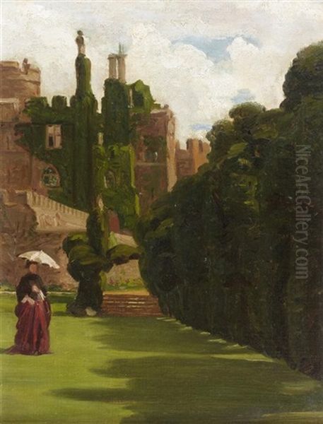 Frederica Charlotte, Fille Du 1er Baron Fitzharding, Dans Les Jardins De Berkeley Castle Oil Painting by Valentine Cameron Prinsep