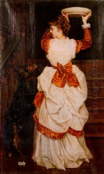 A Beauty And A Beast Oil Painting by Valentine Cameron Prinsep