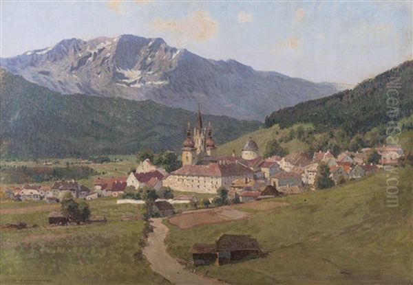 Blick Auf Mariazell Mit Wallfahrtskirche Oil Painting by Karl Ludwig Prinz