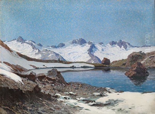 Zillertaler Gletscher Mit Schwarzensee Oil Painting by Karl Ludwig Prinz