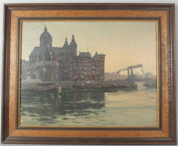 Amsterdam Hafen Oil Painting by Karl Ludwig Prinz