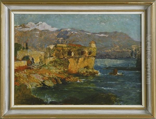 U-boot In Der Bucht Von Kotor Vor Montenegro Oil Painting by Karl Ludwig Prinz