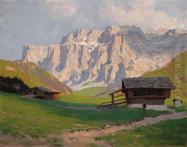 Die Sellagruppe Im Grodnertal, Dolomiten Oil Painting by Karl Ludwig Prinz