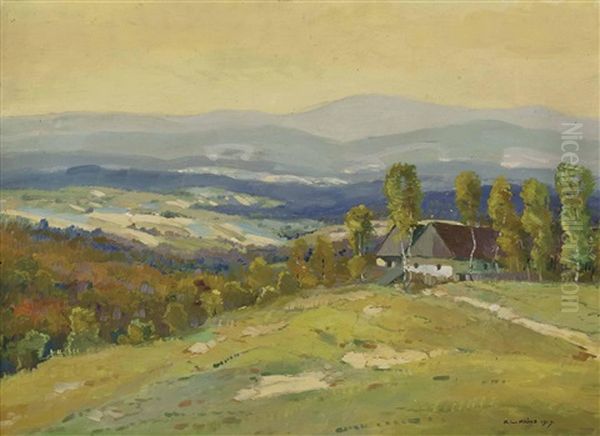 Bauerngehoft In Hugeliger Landschaft Oil Painting by Karl Ludwig Prinz