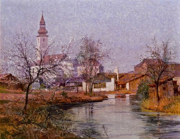 Motiv Aus Kaiserebersdorf Oil Painting by Karl Ludwig Prinz