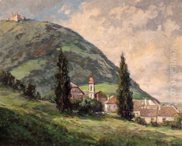 Niederosterreichisches Dorf Und Wallfahrtskirche (maria Taferl) Oil Painting by Karl Ludwig Prinz