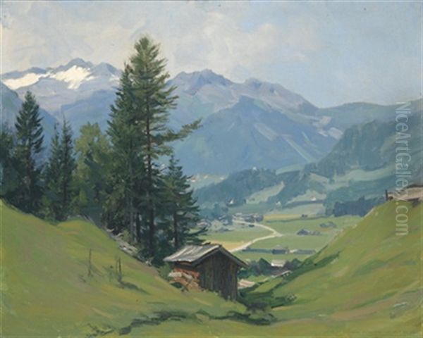 Krimml, Blick Ins Kimmlertal Geg. Gletscher Oil Painting by Karl Ludwig Prinz