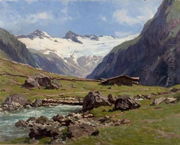 Das Habachtal Mit Dem Grosvenediger Oil Painting by Karl Ludwig Prinz