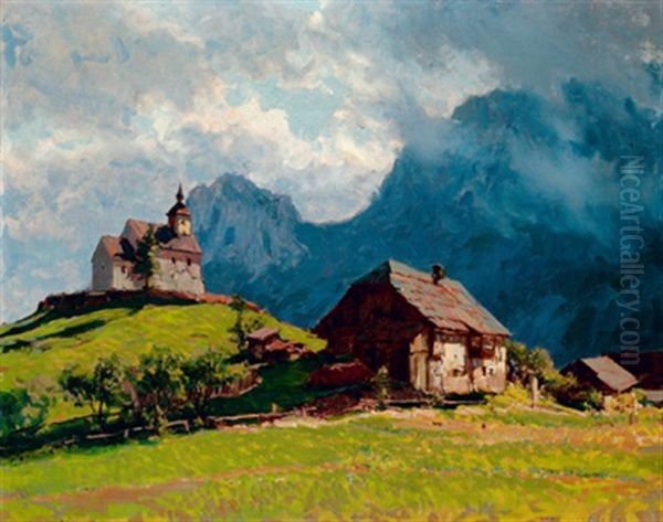 Die Bergkapelle In Purgg Oil Painting by Karl Ludwig Prinz