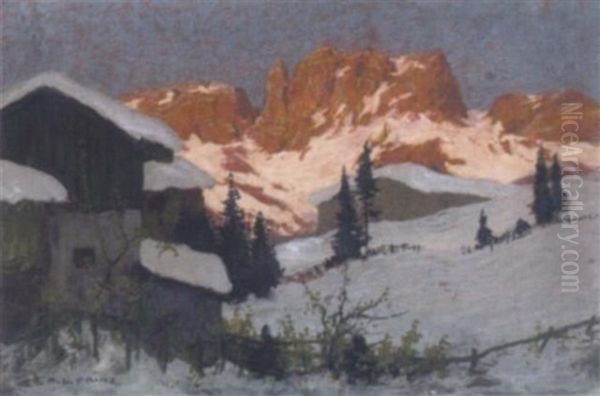 Abendrot In Den Dolomiten Oil Painting by Karl Ludwig Prinz