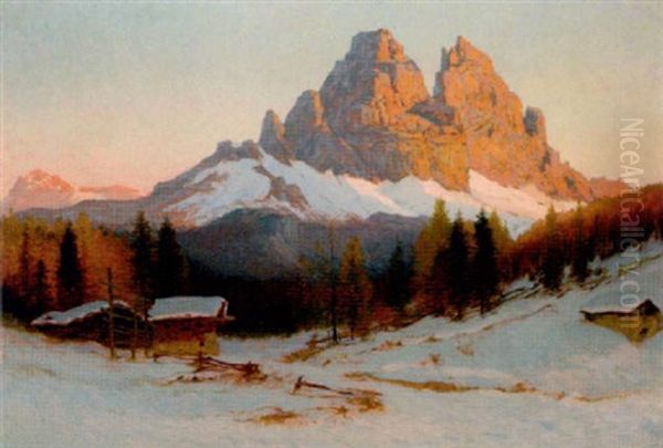 Drei Zinnen, Dolomiten Oil Painting by Karl Ludwig Prinz