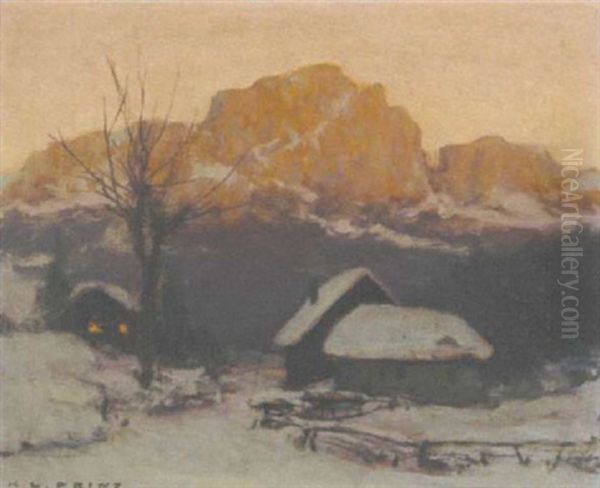 Winterlandschaft (bei Cortina D'ampezzo) Oil Painting by Karl Ludwig Prinz