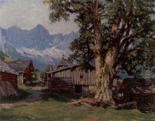 Blick Zum Dachstein Bei Filzmoos Oil Painting by Karl Ludwig Prinz