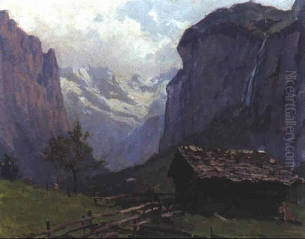 Blick Ins Lauterbrunnental (?) Oil Painting by Karl Ludwig Prinz