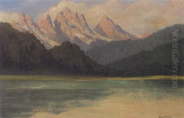 Bergsee Oil Painting by Karl Ludwig Prinz