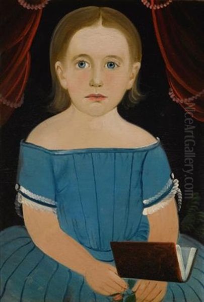 Portrait Of A Little Girl In A Blue Dress Oil Painting by William Matthew Prior