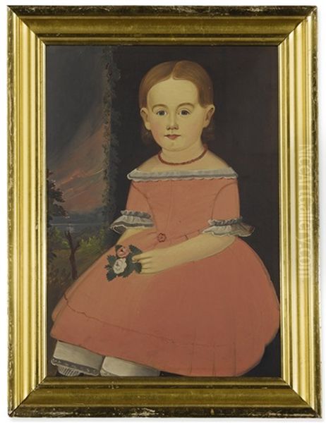 Portrait Of A Young Girl In A Pink Dress Holding Roses Oil Painting by William Matthew Prior