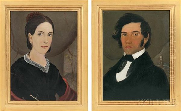 Pair Of Portraits, Possibly A Portuguese Sea Captain And His Wife Oil Painting by William Matthew Prior