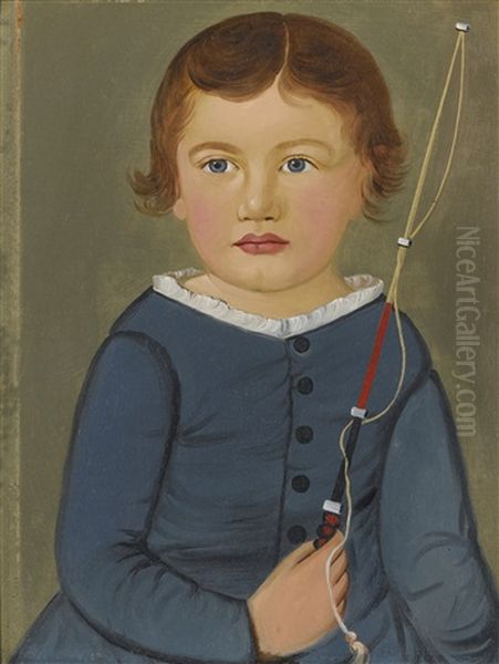 Portrait Of A Boy Holding A Toy Whip Oil Painting by William Matthew Prior